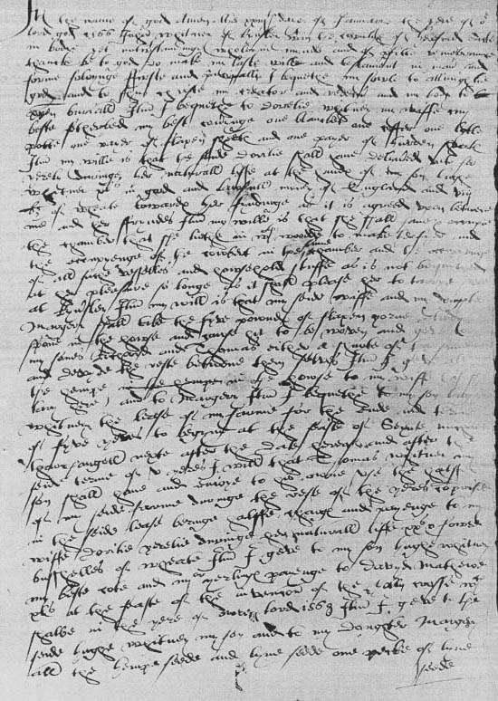 Will of John Whitney, 1566, page 1.jpg